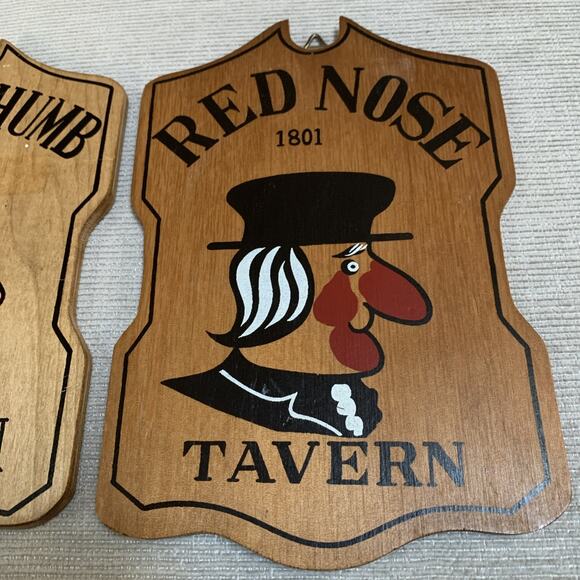 Wooden Tavern Signs Plaques 9” Lot Of 2 Wall Decor Man Cave Vintage - Picture 3 of 5